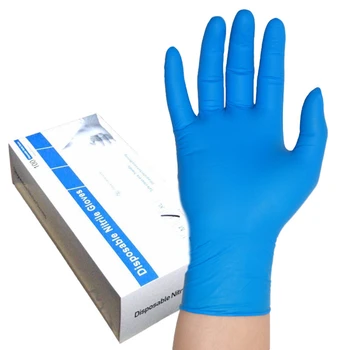 Одноразовые нитриловые перчатки 6-миллиметровые синие для тяжелых условий эксплуатации, без латексного порошка (S-XL), 100 шт./кор.