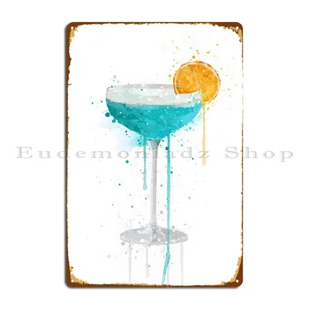 Металлическая вывеска Blue Lagoon Cocktail Винтажный гаражный принт паба Создание жестяной вывески Плакат