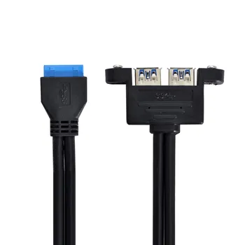 Cablecc Двухпортовый разъем USB 3.0 для подключения панели к материнской плате 20-контактный кабель 50 см