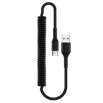 Кабель Зарядного устройства USB C Эластичный Спиральный Кабель Type-C Для Автомобиля 1,5 м / 4,92 фута или 1 м / 3,28 фута Выдвижной Шнур Зарядного Устройства Для Телефонов
