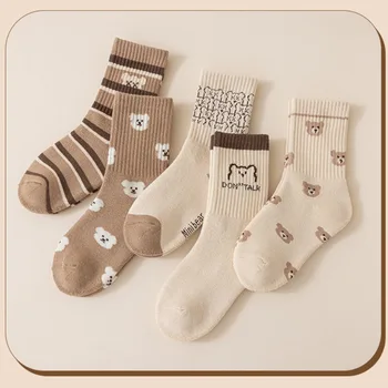 Милые детские носки 2023 Теплые Мультяшные чулочно-носочные изделия с махровыми петлями, Утолщенные Хлопчатобумажные Носки-полотенца, Зима