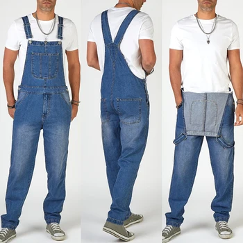 Весенне-летний мужской джинсовый комбинезон с карманами, Модные Регулируемые бретели, джинсовый комбинезон, мужские Повседневные Свободные подтяжки, брюки-карго