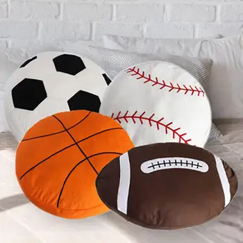 Плюшевая подушка, пушистая Мягкая мультяшная футбольная резиновая форма, подушка для спинки дивана, спортивные баскетбольные мячи, плюшевые игрушки, подарок для детей