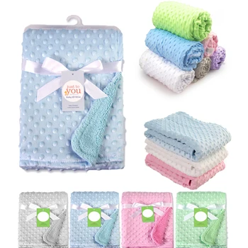 Детское Плюшевое одеяло в горошек, обертывание для пеленания новорожденных, Теплое Мягкое флисовое одеяло, чехол для сна в коляске, детское банное полотенце, детское постельное белье