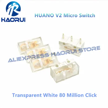 10шт-1шт Новые модели HUANO V2 Прозрачный Белый микропереключатель со сроком службы 80 Миллионов нажатий Игровая мышь Переключатели левой и правой кнопок