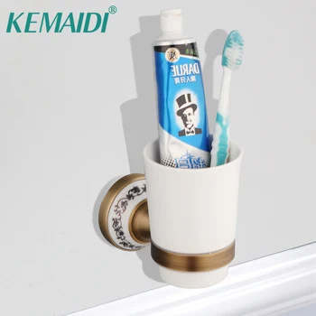 KEMAIDI Solid Brasss Аксессуары для ванной комнаты Роскошная чашка для зубной щетки для ванной Комнаты Старинная Латунная чашка с позолотой