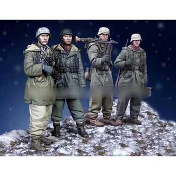 Набор фигурок солдата из смолы в масштабе 1/35, сцена моделирования, армия, 4 фигурки, зимние в разобранном виде, неокрашенные игрушечные миниатюры 