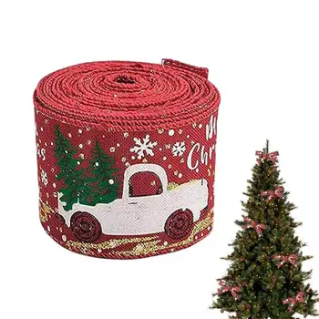 Рождественская лента с принтом, винтажная лента из мешковины с принтом, элегантные украшения для рождественских Венков, Елок и тортов