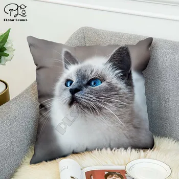 Декоративные наволочки из полиэстера с 3D-принтом с рисунком милого кота, наволочки с квадратной застежкой-молнией, стиль наволочек-4
