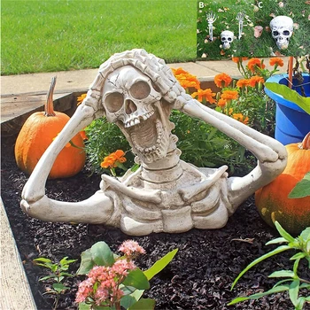 Хэллоуин Реалистичный Череп, голова скелета, человеческие руки, оружие для вечеринки в честь Хэллоуина, Декор для дома, сада, лужайки, Дом с привидениями, реквизит ужасов