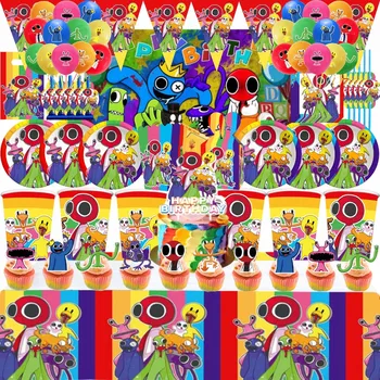 Украшения для вечеринки по случаю Дня рождения Rainbow Friends Воздушные шары Мультяшный фон Игровые фигурки Тема Душа ребенка Принадлежности для вечеринки по случаю Дня рождения детей