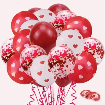 60ШТ Декоративный воздушный шар для вечеринки в форме сердца, красно-белая Красочная бумага, свадьба