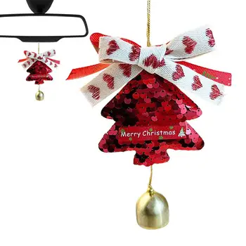 Украшения для рождественской елки с колокольчиками, красные блестки и подвеска в виде колокольчика на шнурке, украшения для окон, Рождественская елка, дверь