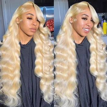 30 Дюймов 613 Медовый блондин Цвет 13x6 HD Прозрачный кружевной парик из человеческих волос с объемной волной 180 Плотность 13X4 Парик спереди для женщин