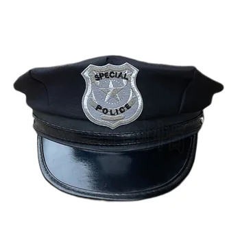 1шт Взрослая полицейская шляпа Восьмиугольная Плоская шляпа Косплей Представление Маскарад Веселый Реквизит Полицейская шляпа Униформа Аксессуары