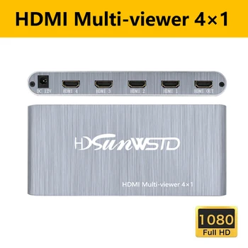 HDMI Multiviewer 4X1 1080P Quad Screen 4 Входа 1 Выхода с Функцией Бесшовного Переключения HDMI Видео Конвертер для ТВ проектора