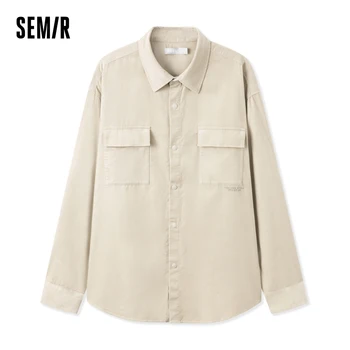 Мужская рубашка с длинными рукавами Semir 2023, Новинка зимы, теплая бархатная однотонная рубашка в стиле простой куртки