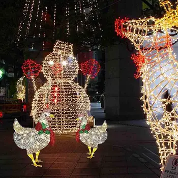 Рождественский цыпленок с подсветкой, Курица на солнечной энергии, с шарфом, праздничное украшение, Художественное оформление Рождественского двора