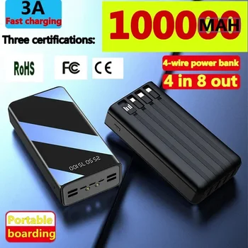 Новый Power Bank 100000mAh TypeC Micro USB с быстрой зарядкой Powerbank со светодиодным дисплеем Портативное внешнее зарядное устройство для телефона планшета