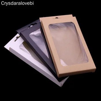30шт Упаковочная коробка для чехла для телефона с прозрачным окошком, крафт-коробки для упаковки чехлов для мобильных телефонов