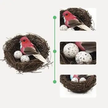 Креативный декор Статуэтка маленькой птички в гнезде с яйцами для украшения дома и сада