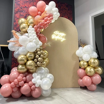 Розовые воздушные шары Macarons, Гирлянда, Арка, декор для вечеринки в честь 1-го дня рождения, детские Принадлежности для свадьбы и Дня рождения для девочек, Латексный воздушный шар, Детский душ