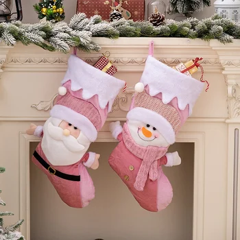 Рождественские чулки большого размера-Рождественские чулки, подарочный пакет для конфет, Санта-Снеговик-Носки, подвесное украшение для Рождественской елки, снеговик