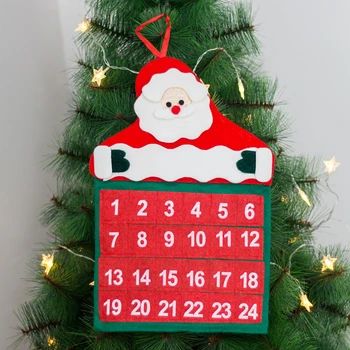 Рождество 24-Дневный Подвесной Адвент-календарь Обратный отсчет Календарь Санта-Клауса Нетканая Рождественская елка Украшение домашнего вестибюля отеля