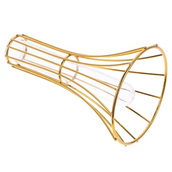 Минималистичная Декоративная Гидропонная Ваза в железном каркасе, Прочная Железная подставка с прозрачной пластиковой трубкой-вазой