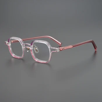 Дизайнерский бренд color block мужские женские очки Ручной работы квадратная индивидуальность маленькая оправа очки Ацетатная оправа для очков При близорукости