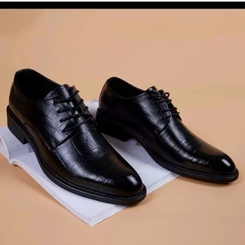 Кожаные мужские свадебные деловые мужские платья, повседневные молодежные туфли в британском стиле с внутренним утяжелением, Zapatos De Vestir Hombre