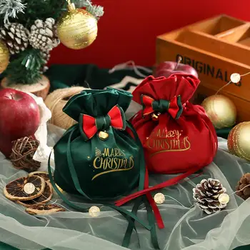 Креативный Рождественский Подарочный Пакет Christmas Candy Apple Velvet Bag Карман для Упаковки Подарков в Канун Рождества для Детей Navidad New Year 2 R7I9