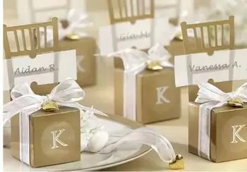 100 шт./лот, креативный стиль, свадебная коробка конфет, стул, подарочная коробка конфет, подарочная коробка на день святого Валентина, золотая и серебряная лента