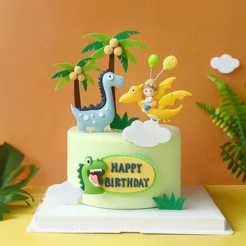Динозавр Торт Топпер Мультфильм Мягкий Клей Вставляемый Mori Jurassic Boy Украшение Торта На День Рождения Десертный Стол Вечерние Принадлежности Для Выпечки