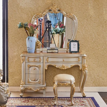 Мебель для спальни Европейский комод из массива дерева комод для спальни принцессы небольшой бытовой комод Американский ретро резной макияж cabi
