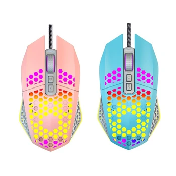 RGB Игровая мышь USB Со Светящимся Отверстием Мышь с 7 Кнопками Игровое Макропрограммирование