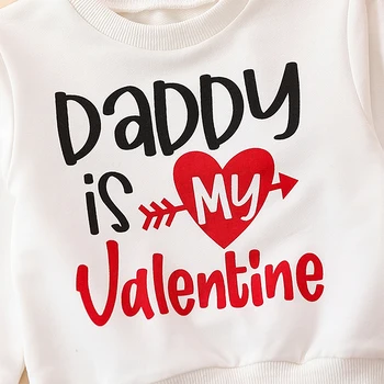 Наряд на День Святого Валентина для маленькой девочки, толстовка Daddy is My Valentine, длинные брюки Love Heart, комплект одежды из 2 предметов