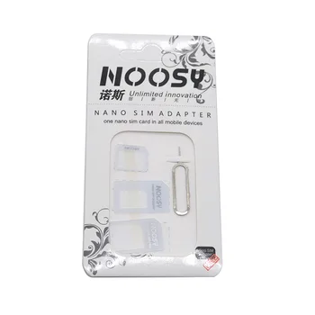 100 комплектов 4в1 Noosy Nano SIM-Карты Micro SIM-Карты В Стандартный Адаптер-Конвертер для Мобильного Телефона с Извлеченным Pin-ключом
