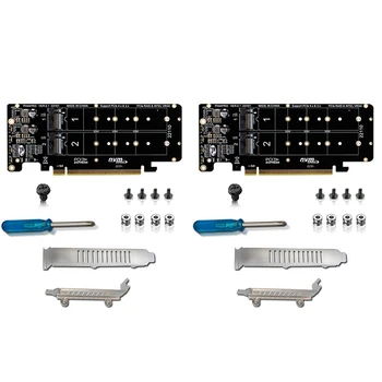 2X PCIE X16 - M.2 M-Key Nvmex4 SSD 2U Серверная Riser Card Двухсторонняя 4-Дисковая Разделенная карта NVME RAID PCI-EX16
