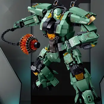 Зеленый робот-воин с цепным молотком-идеальная игрушка из строительных блоков 542шт игрушка в подарок