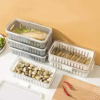 Компактный контейнер для хранения в холодильнике, Штабелируемое компактное решение для хранения продуктов для сохранения свежести морепродуктов