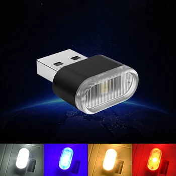 1-5 шт. Автомобильный мини-USB светодиодный атмосферный светильник S Неоновая декоративная лампа для салона автомобиля Аварийное освещение Универсальный портативный ПК Plug Play