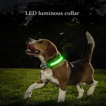Светодиодный светящийся ошейник для домашних животных с зарядкой через USB Светодиодный со светящейся нейлоновой сеткой ошейник для домашних животных