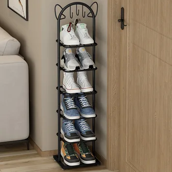 Роскошная подставка для обуви с кошачьими ушками, многослойный металлический шкаф для обуви, Домашняя обувь для гостиной, тапочки, Органайзер для обуви на высоком каблуке