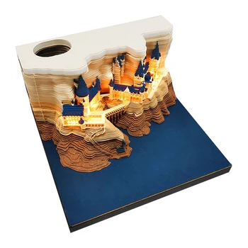 1 ШТ. Блокнот Castle 3D на 2024 год Календарь Castle Бумага для заметок Канцелярские Принадлежности Подарок С подсветкой