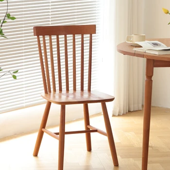 Стулья из массива вишни для домашнего использования, современные и минималистичные стулья со спинками, обеденные столы и стулья из натурального дерева