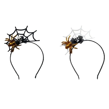 Уникальный декор в виде черепа и пауков, обруч для волос, фестивальная повязка на голову на Хэллоуин