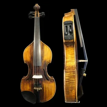 Массив дерева в стиле барокко коричневый 5-струнная электрическая скрипка 4/4 + Акустическая скрипка