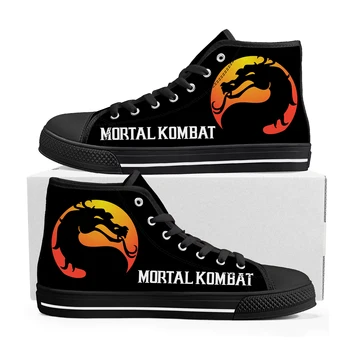 Высокие кроссовки Mortal Kombat Мультяшная игра Мужская Женская Подростковая мода Высококачественные парусиновые кроссовки на заказ Парная обувь