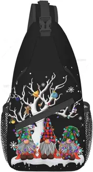 Рождественская елка, сумка-слинг со снежным гномом, модный рюкзак через плечо, сумка на плечо, нагрудная сумка для мужчин и женщин, пешие прогулки, путешествия